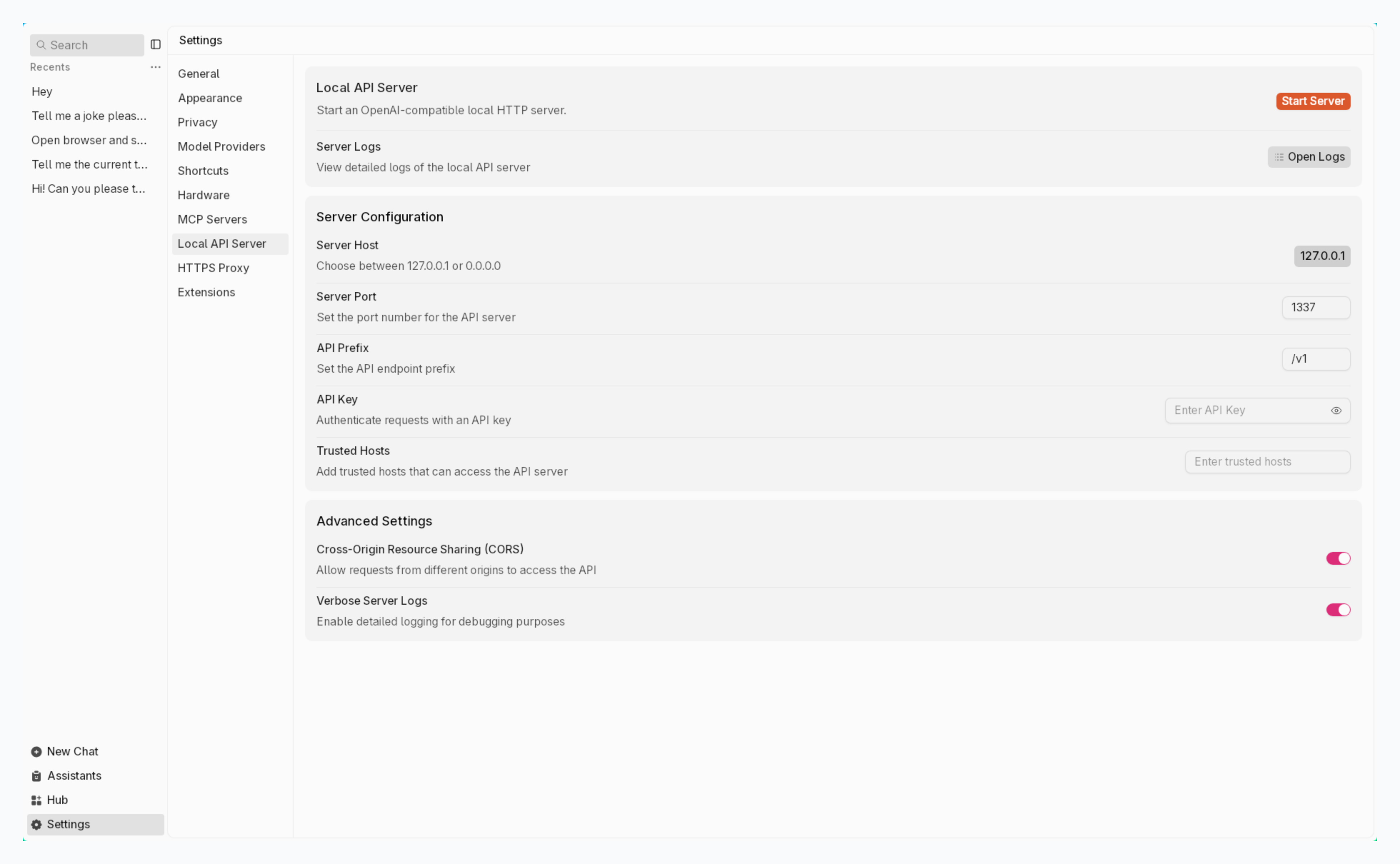 Local API Server